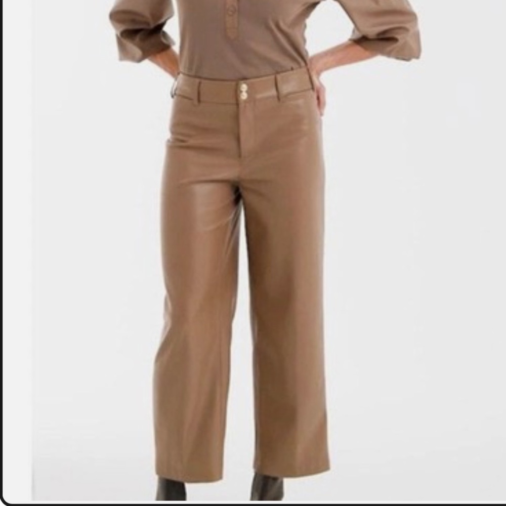 Chico’s high waisted faux leather cropped wide leg pants